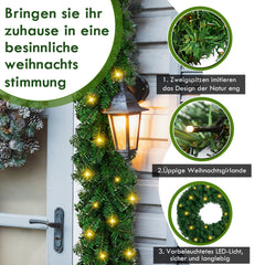 SWANEW Weihnachtsgirlande 5m 100 LEDs, Weihnachten Dekoration, Weihnachten Grüne Girlande mit Lichterkette Tannengirlande