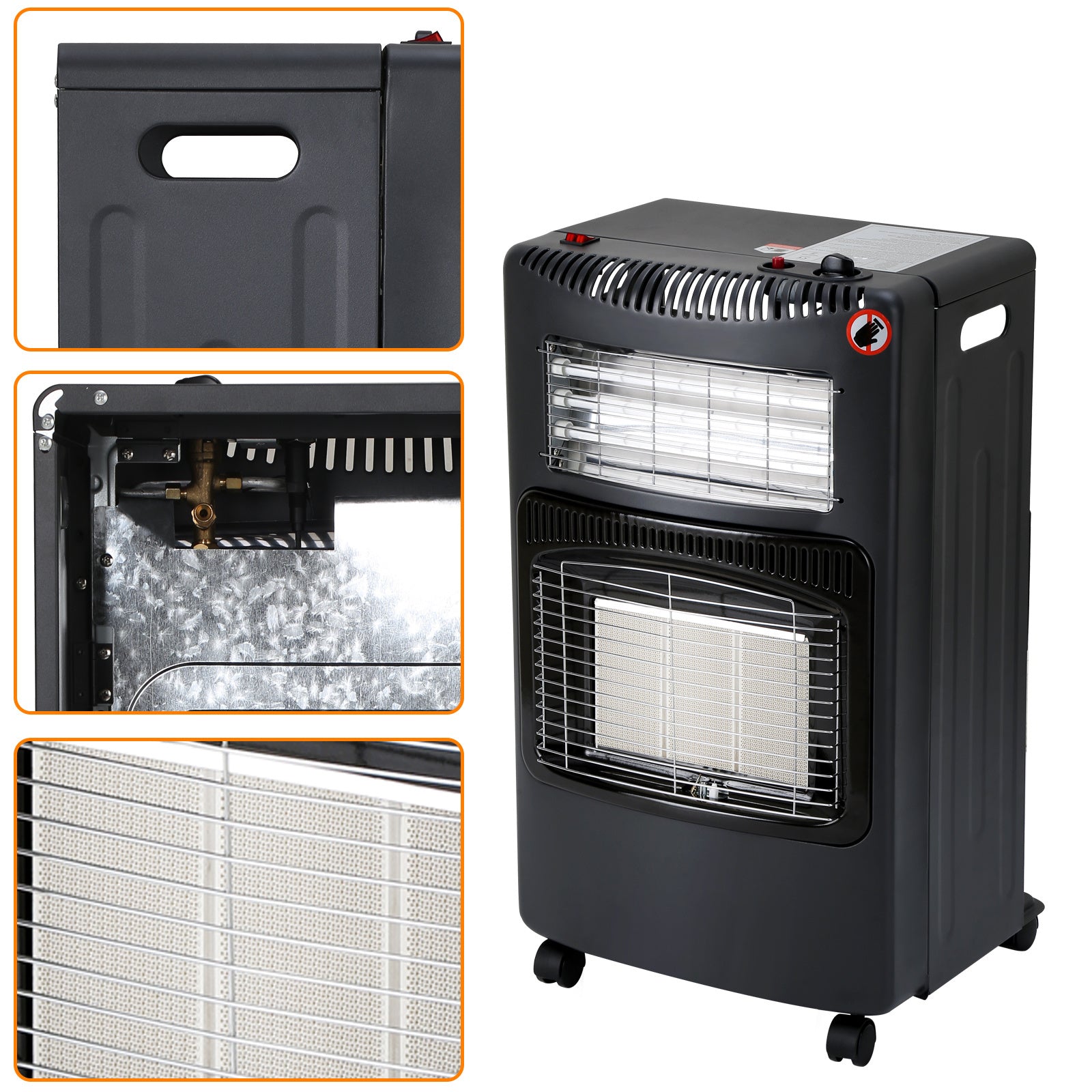 SWANEW Gasheizer für Gasflasche, Gasheizung, 4200W + 1200W Gas-Elektro-Heizgerät