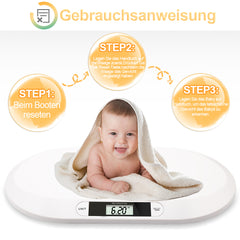 SWANEW Babywaage Flach Digitalwaage Stillwaage Tierwaage, fuer Neugeborene bis 20kg mit LCD-Display, Weiss (56cm x 35cm x 4.5cm)¡­