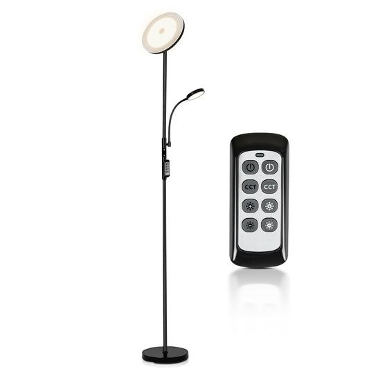 SWANEW LED Stehleuchte 27W Dimmbar Stehlampe, Deckenfluter mit 2 Lampen, Leseleuchte mit Fernbedienung, 175cm