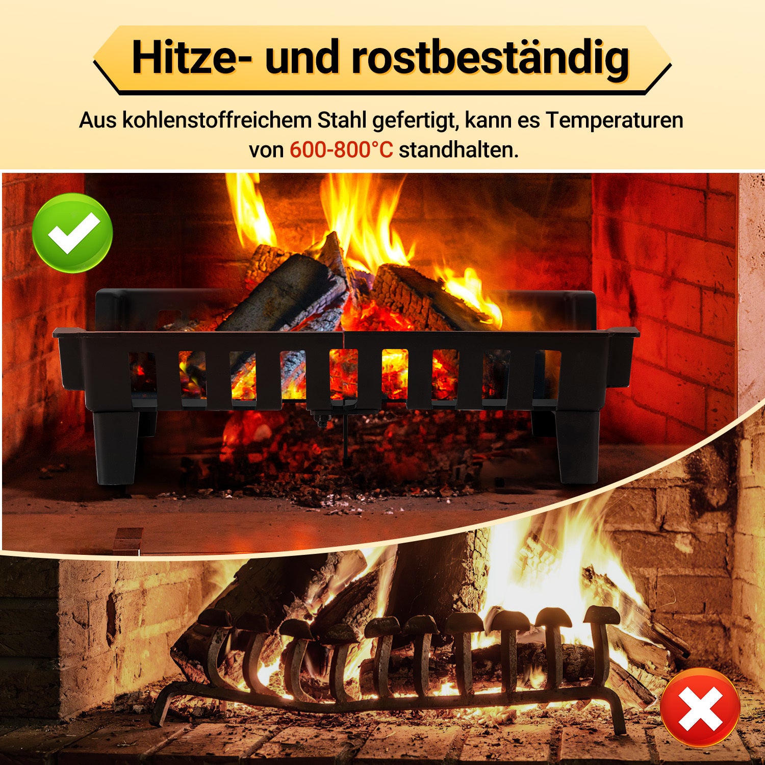 SWANEW Kaminrost Premiumqualität Gussrost Feuerbock Schwarz Ofenrost Einzelrost