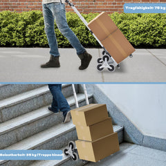 SWANEW Treppensteiger sackkarre klappbar, bis 75kg, Transportkarre extra Langer Teleskopgriff 100 cm, Aluminium treppensackkarre