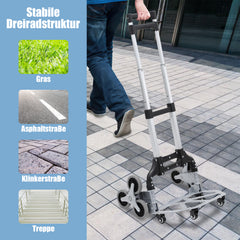 SWANEW Treppensteiger sackkarre klappbar, bis 75kg, Transportkarre extra Langer Teleskopgriff 100 cm, Aluminium treppensackkarre