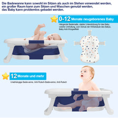 SWANEW 50L Baby Badewanne, Faltbare babywanne mit Anti Stütze, baby wanne mit Echtzeit-Temperaturmessung, Badewanneneinsatz Baby-Badewanne, für Babys 0-6 Jahre