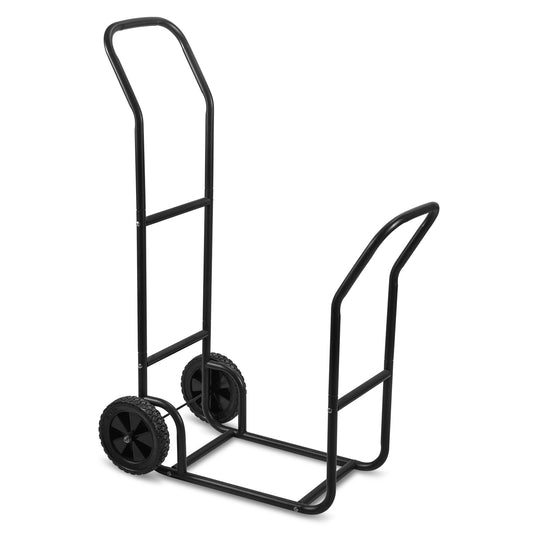 SWANEW Brennholzwagen, max. 80 kg, Kaminholzständer Kaminzubehör mit Rollen Holztransportwagen Brennholzständer, Schwarz 70x42x109cm