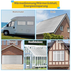 SWANEW Isolierfolie 1 × 10 m, 10 m² – Alu Reflexionsfolie mit Luftpolster, zuschneidbare Dämmfolie