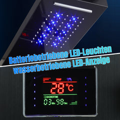 SWANEW LED Duschpaneel, Regendusche Duschsystem mit Temperaturanzeige, 5 Funktionen Duschsäule,Verstellbare Massagedüsen