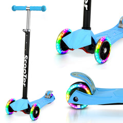 SWANEW Kinderroller Funscooter Tretroller Kickroller 3-Rad-Kinderroller LED-bis 50kg belastbar, Höhenverstellbar