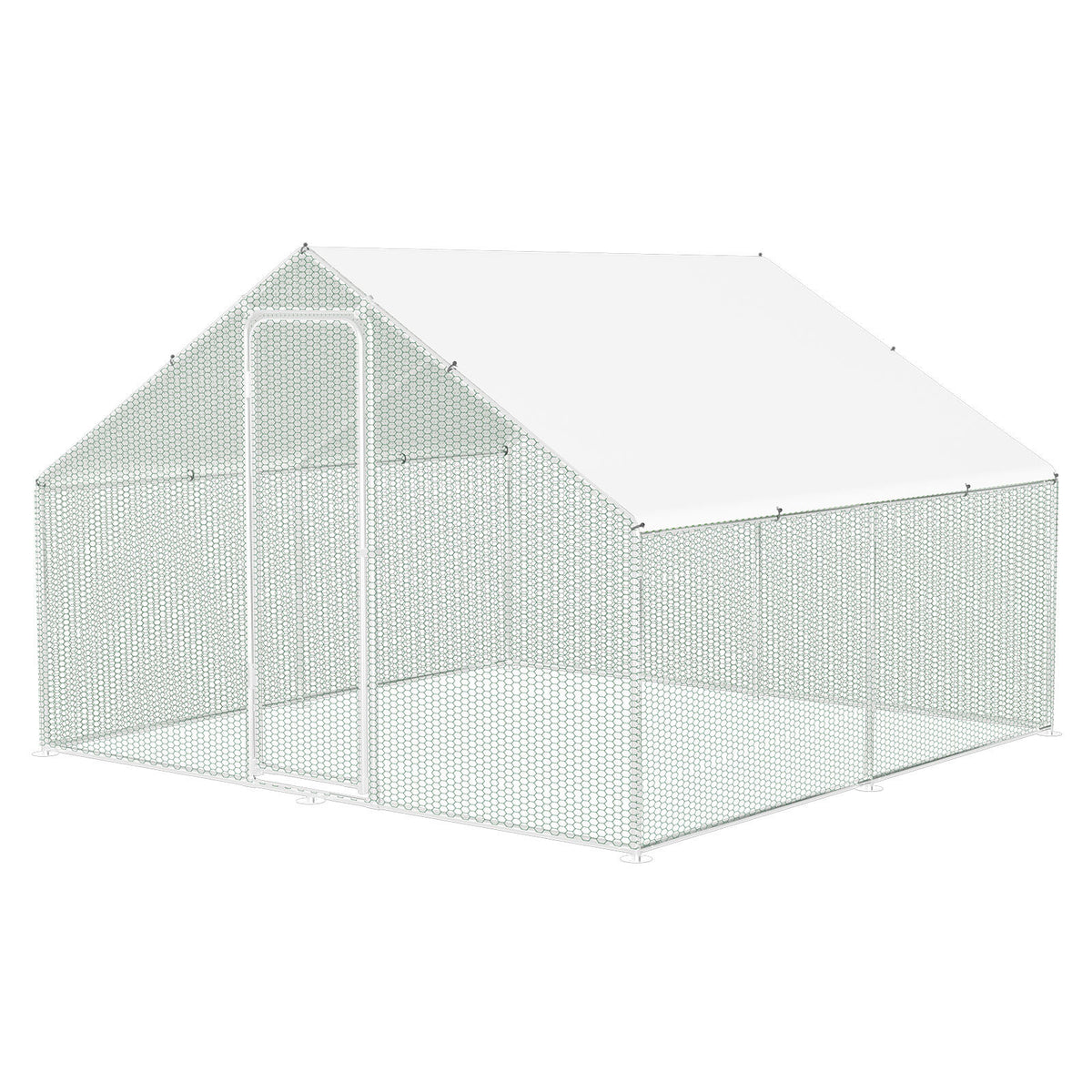 SWANEW Hühnerstall Freilaufgehege 3x3x2m, Hühnerhaus mit Schloss, Geflügelstall Verzinkter Stahl, Kleintierstall