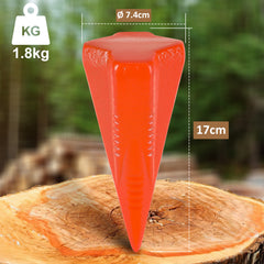 SWANEW Spaltkeil, Holz-Spaltgranate aus Carbon-Stahl 17cm Ø 7,4cm Keil Holzspaltkeil, Fällkeil Scheitkeil Drehkeil Spaltwerkzeug Keil