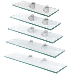 SWANEW Glasablage Glasregal, Glas Wandregal Klarglas mit 8mm ESG Sicherheitsglas und Halterung, Duschregal/Badablage