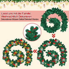 SWANEW 5m Weihnachtsgirlande mit 100 warmweißen LEDs Weihnachtsdeko Kranz Tannengirlande mit Kugeln Lichterkette