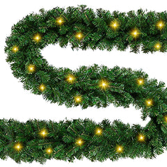 SWANEW Weihnachtsgirlande 5m 100 LEDs, Weihnachten Dekoration, Weihnachten Grüne Girlande mit Lichterkette Tannengirlande