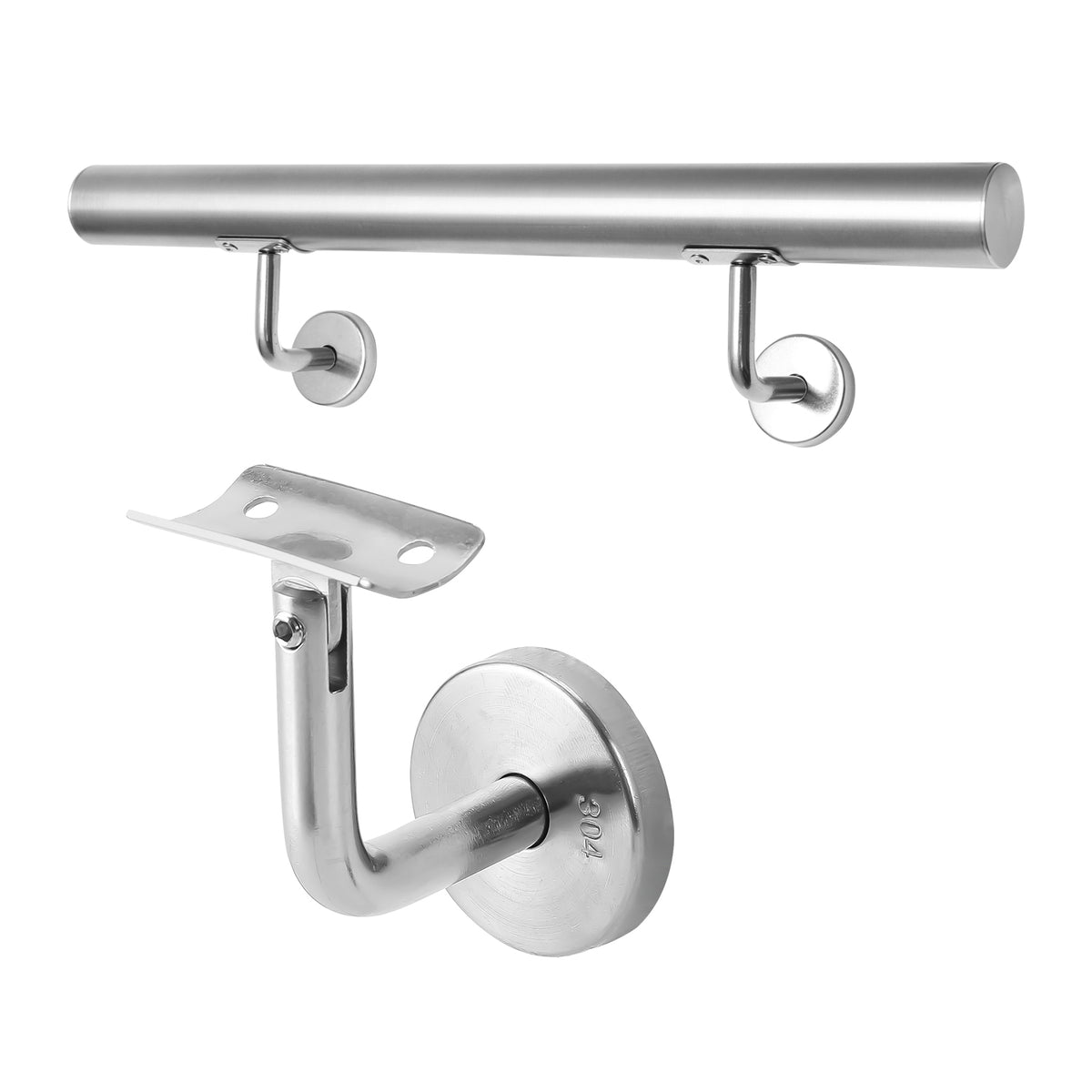 SWANEW Edelstahl Handlaufhalter, Handlaufträger mit Abdeckrosette, Handlauf Wandhalter Neigung Verstellbar Wandbefestigungen, Handlaufstütze