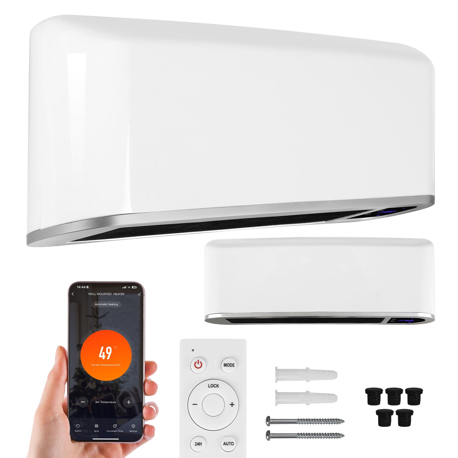 SWANEW Heizlüfter Keramik 2000W, Wandheizung, Wifi Elektroheizung, mit Fernsteuerung