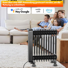 SWANEW Ölradiator Elektroheizung 2500W, Thermostat, Ölheizung  Energiesparend