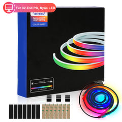 SWANEW Neon LED Strip RGBIC LED Streifen 133cm für 32 Zoll PC-Monitor, Neon Lichtband, PC Hintergrundbeleuchtung, USB Led Beleuchtung mit App-Steuerung [Energieklasse F]