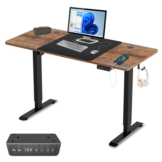 SWANEW Schreibtisch, Elektrischer Höhenverstellbarer Tischgestell 3 Memory-Steuerung, Mit Tischplatte, Standing Desk