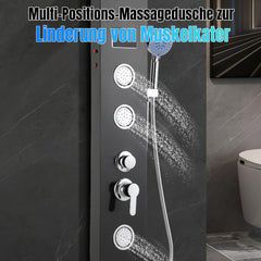SWANEW LED Duschpaneel, Regendusche Duschsystem, 5-in-1, mit Temperaturanzeige, Edelstahl Duschsäule