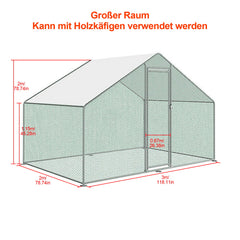 Swanew verzinkter Stahlrahmen mit PE-Schattendach, Kaninchenhaus, Geflügelkäfig, Tierzaun