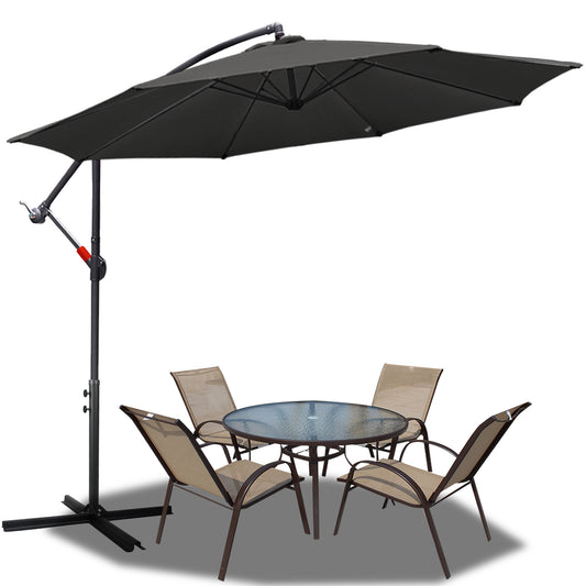 SWANEW Sonnenschirm Alu Ampelschirm mit Kurbelvorrichtung Sonnenschirm UV-Schutz & Wasserabweisende Gartenschirm
